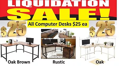 Topsky L-Shaped Desk Corner Computer Desk 55  X 55  Width 24  Oak Brown • $25