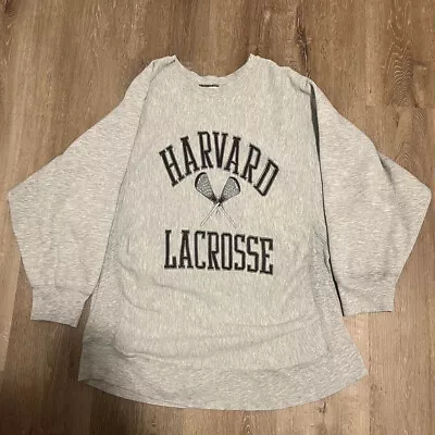 VTG 80s 90s Harvard University Lacrosse Reverse Weave Style Sweatshirt Sz L Ivy • $89.95