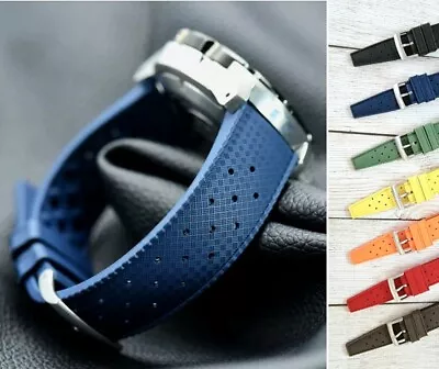 £13.95 • Buy Premium FKM Rubber Tropical Retro Divers Watch Strap Band 20mm 22mm Q R Pins