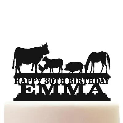 Personalised Acrylic Farm Animals Birthday Cake Topper Decoration • £10.75