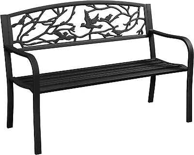 Outdoor Garden Bench Patio Furniture Chair Outdoor Bench With Vintage Bird Patte • $163.64