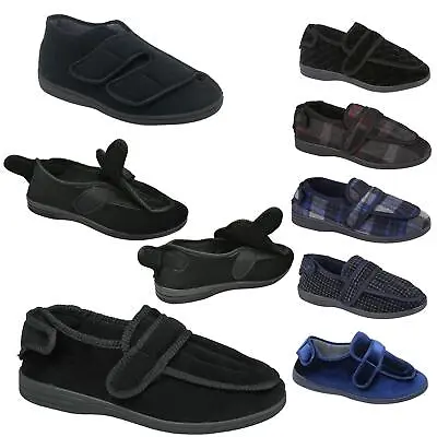 Mens Extra EEE Fit Wide Opening Diabetic Orthopaedic House Hard Sole Slippers • £15.95