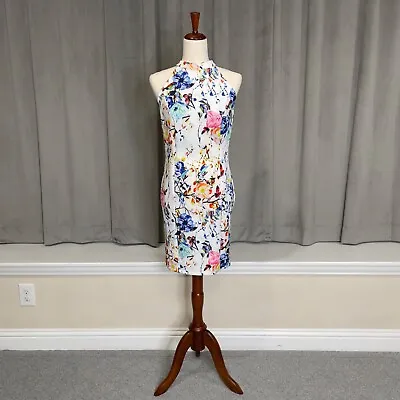 Venus Dress Womens Small White Multicolor Floral Sleeveless Sheath • $24.88