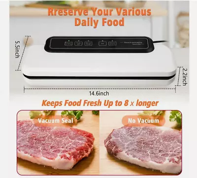 Vacuum Sealer Machine Air Sealer With 5 In 1  Chips Nut Meat Bread Jar White Clr • $40