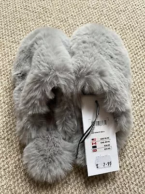£6.99 • Buy BNWT JOULES Slip-On Mule FAUX FUR COSY TOES Flexi-sole SLIPPERS Grey Small 3-4
