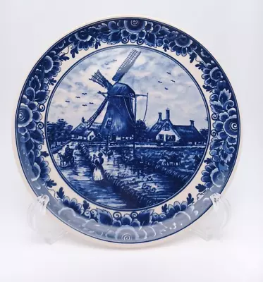 Vtg Delft Blauw Blue Windmill White Hand Painted Ceramic Plate Holland  7 3/8  • $18.89