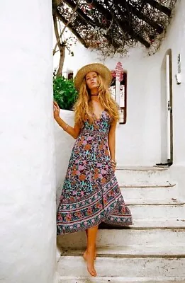 $69.90 • Buy Arnhem Boho Floral High Low Maxi Tie Wrap Dress Size 6 100% Rayon