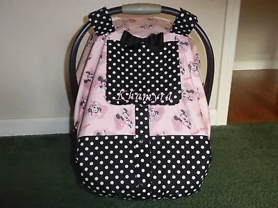 **MINNIE MOUSE**Fitted Baby Car Seat Canopy W/peekaboo With Or W/o Name Handmade • $100.99