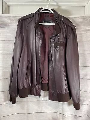 Vintage Men's Members Only Leather Bomber Jacket Burgundy Maroon BIG 1X EUC • $59.99