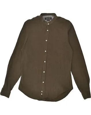 ZARA Mens Slim Fit Shirt Medium Khaki Cotton AO27 • £13.12