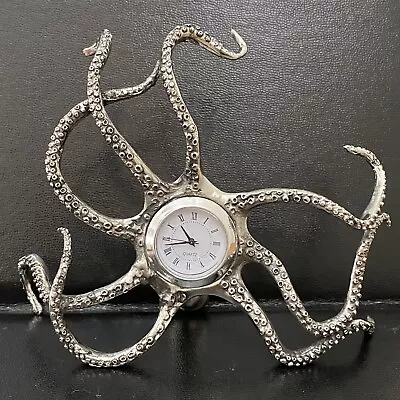 Unique Mid Century Modern Octopus Stainless Steel Quartz Decorative Desk Clock • $59.98