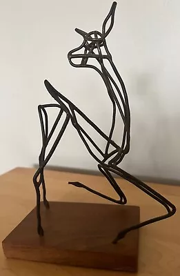 Vintage Wire Deer Sculpture Object Mid Century Modern MCM Metal Signed SHOEmaker • $395