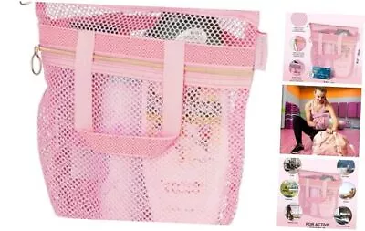 Mesh Shower Caddy Portable 10.2x9.9'' Shower Bag With Zipper & 2 Small Pink • $11.68