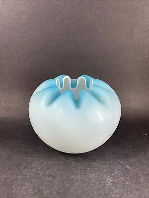Mount Washington Glass Blue White Satin Victorian Rose Bowl Vase • $15