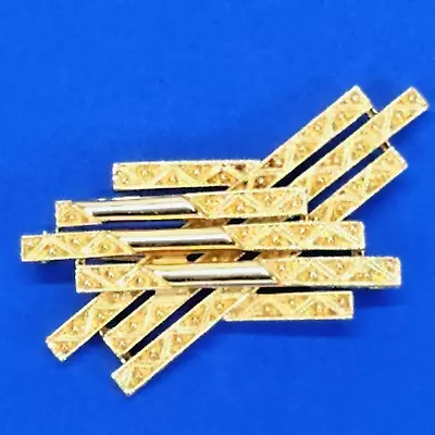 Beautiful Vintage Monet Modernist Asymmetrical Bars Brooch Pin Gold Tone Signed • $9.95