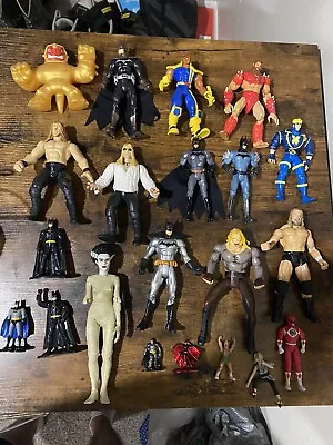 90s Toys Action Figures Lot Of 21 Batman DC WWE Wrestlers Marvel Power Rangers • $100