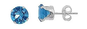 Sterling Silver Blue Topaz CZ Stud Earrings Round Brilliant Cut 925 Fine Jewelry • $5.99