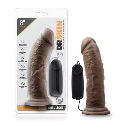 Blush Dr. Skin 8 Inch Soft Realistic Vibrating Thick Dildo Suction Cup Chocolate • $28.79