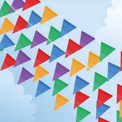 Multicolour Colour Bunting 10m Metre 20 Flags Banner Birthday Decoration Party  • £2.39