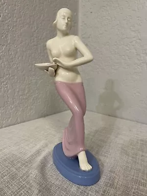 Art Deco Vintage Moriyama 1/2 Nude Figure Figurine Lady Carrying Flowers • $75