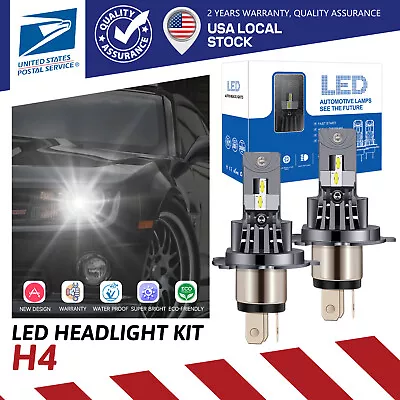 Premuim H4 LED Headlight For Motorcycle Bulbs Kit White 20000LM High/Low Beam • $18.89