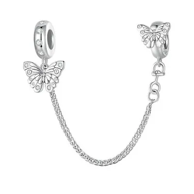 S925 Sterling Silver Butterfly Non-slip Safety Chain Charm By YOUnique Designs • $34.99