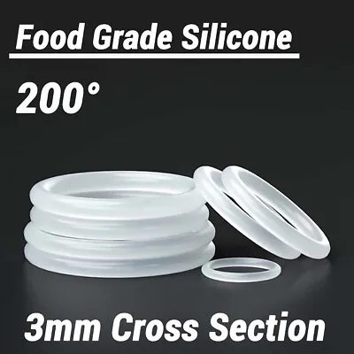 £1.86 • Buy Food Grade O-Ring 3mm Cross Section Clear Silicone Rubber O Rings 10mm-75mm OD