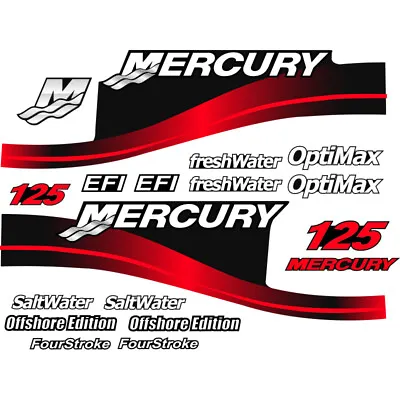 Mercury Outboard Decal Sticker Kit 125 HP Red  • $59.99