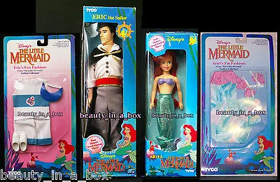 Ariel Eric Doll Ariel's Fin Fashion Eric's Fun Fashion Tyco Disney Doll Lot 4  • $123.33