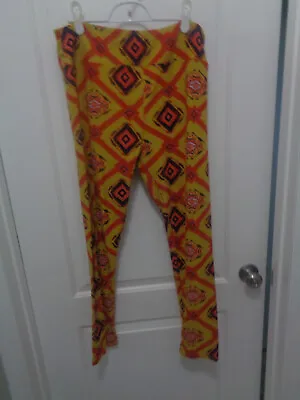 LuLaRoe Womens Multi Color Pattern Elastic Waist Soft Leggings Size TC 12-18 • $12.99