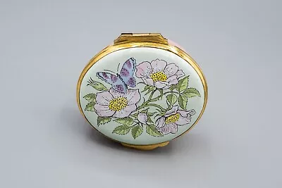 $44 • Buy Crummles & Co. Enamel Trinket Box, Butterfly W/ Pink Flowers – Free USA Shipping