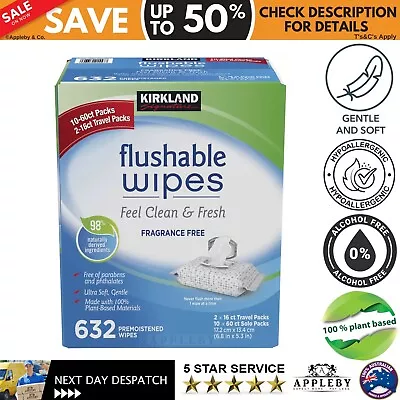 632 Kirkland Signature Flushable Wipes Wet Soft Cleaning Bulk Toilet Ones Baby • $86.10
