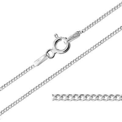 925 Sterling Silver Curb Chain Necklace 14  16  18  20  22  24  26  28  30  • £6.99