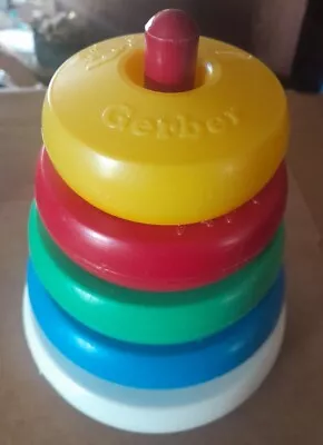 Vintage Gerber Wooden Post Plastic Ring Stack Children's Toddler's Baby Toy • $26.99