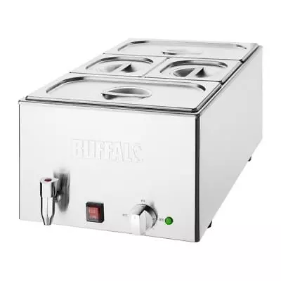 Buffalo Wet Heat Bain Marie With Drain Tap & Pans 1.2kW - 2x GN 1/3 & 2x GN 1/6 • £203.99