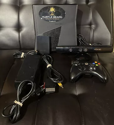$75 • Buy Microsoft Xbox 360 Slim Console Model 1439 Matte Black 320Gb HDD Kinect TESTED