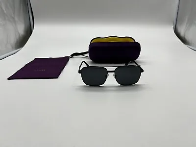 $125 • Buy Gucci Sunglasses GG1441/S 006 Black Gun Metal Unisex Sunglasses With Stripes