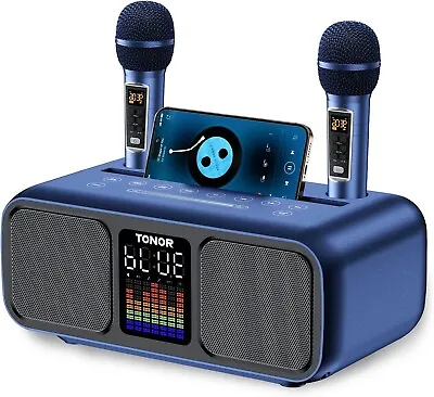 TONOR Karaoke Machine Portable Bluetooth Speaker With 2 UHF Microphones And LED • £99.99