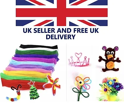 30cm Chenille Craft Stems Pipe Cleaners Arts & Crafts Flexible Bendy Glitter UK • £3.79