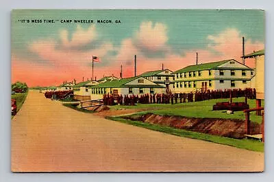 Macon GA-Georgia It's Mess Time Camp Wheeler Antique Vintage C1942 Postcard • $8.99