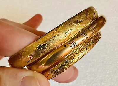 Lot 3 Antique Victorian Gold Filled Bangle Bracelets 20.6 Grams - 1 Baby - READ • $10.50