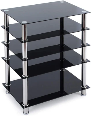 £123.97 • Buy HiFi Racks And Stands Audio Rack Cabinet AV Shelf TV Table Stand 5 Tiers Glass