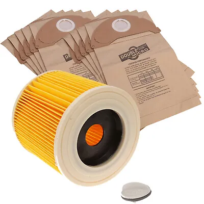 For Karcher Wet & Dry WD2 WD3.500 Vacuum Cleaner Filter & 10 Paper Dust Bags • £12.49