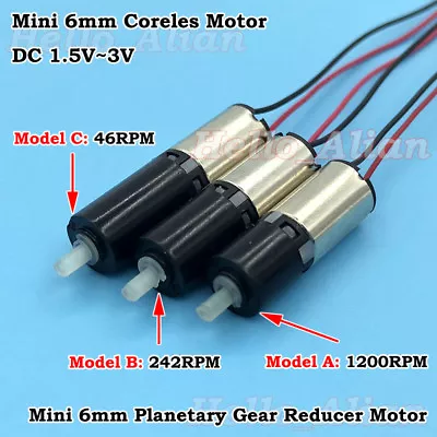 $6.99 • Buy 6mm DC 3V Micro Mini Coreless Planetary Gearbox Gear Reducer Deceleration Motor