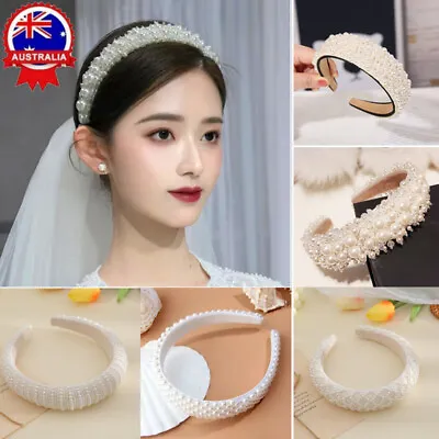 $15.89 • Buy Pearl Headband Headwear Bridal Wedding Prom Beaded Hair Hoop Hair Accessories AU