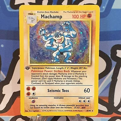 Machamp HOLO Pokemon TCG 1999 Base Set Card RARE WOTC 8/102 • £0.99