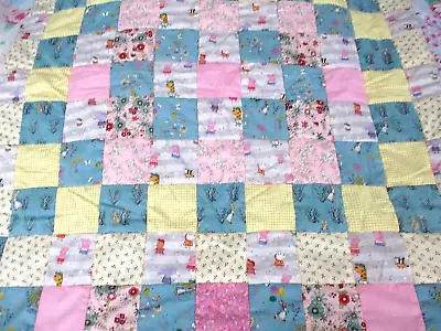 Hand Made Childs Patchwork Quiltnew 44  X 37 P.rabbit/p.pig Ect. • £30