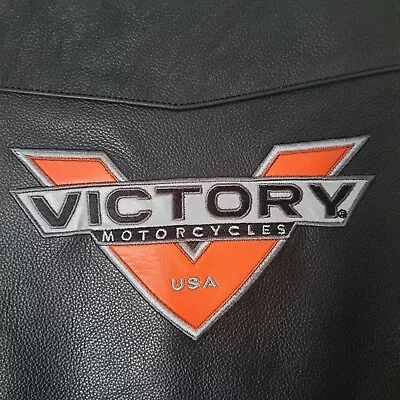 VICTORY Motorcycles Logo Women's Black Leather Vest Size Medium Moto Biker Ride • $42.95