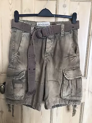 Abercrombie & Fitch Rare Old Distressed Cargo Shorts 30W. Heavy. Original Belt • £36