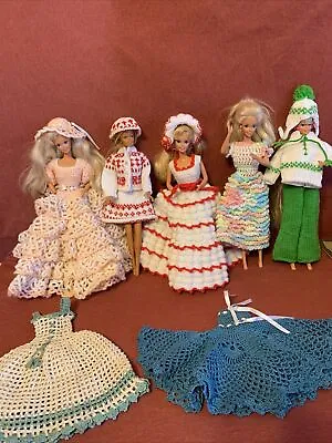 Lot Barbie Crochet/ Knit Handmade Dresses Vintage • $24.99